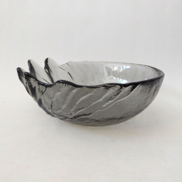 Wedgwood Wave crystal glass salad fruit bowl, Anita Harris vintage Midnight grey - Image 3