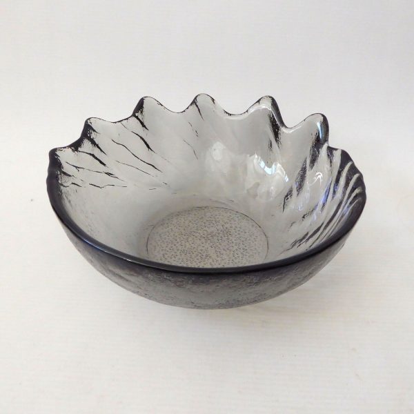 Wedgwood Wave crystal glass salad fruit bowl, Anita Harris vintage Midnight grey - Image 4