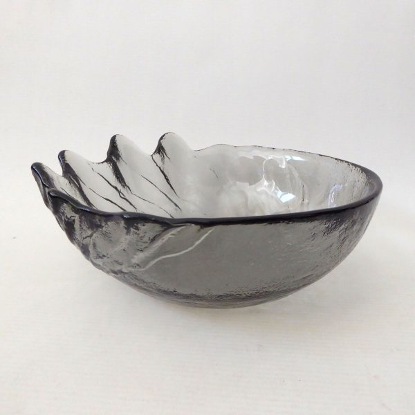Wedgwood Wave crystal glass salad fruit bowl, Anita Harris vintage Midnight grey