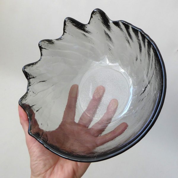 Wedgwood Wave crystal glass salad fruit bowl, Anita Harris vintage Midnight grey - Image 8