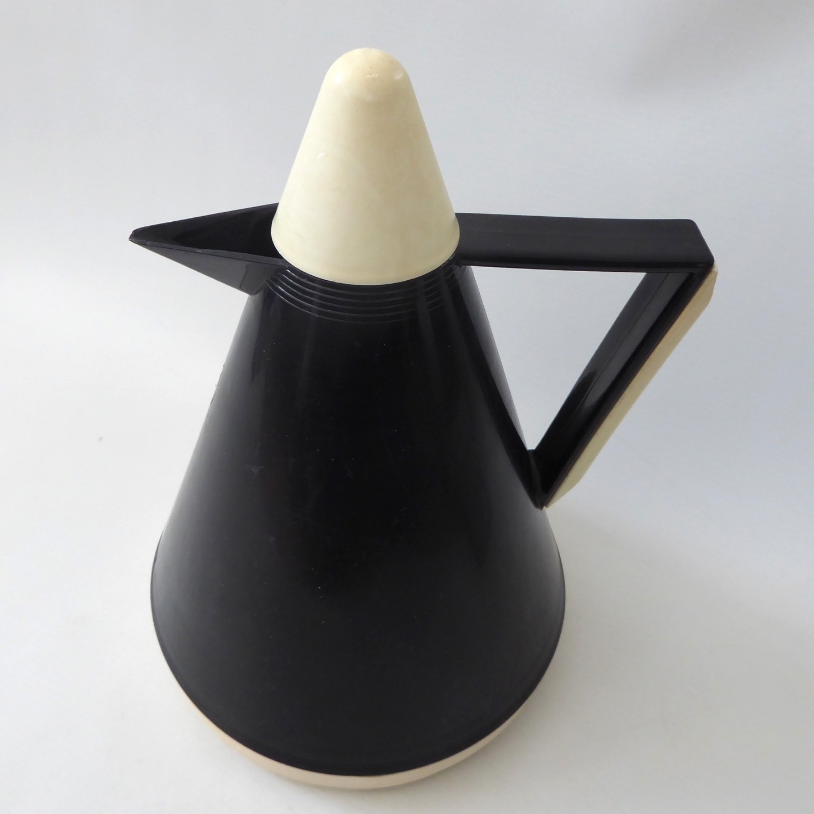 West German BMF conical vacuum jug flask. Vintage 1970s retro black white, cone - Image 3