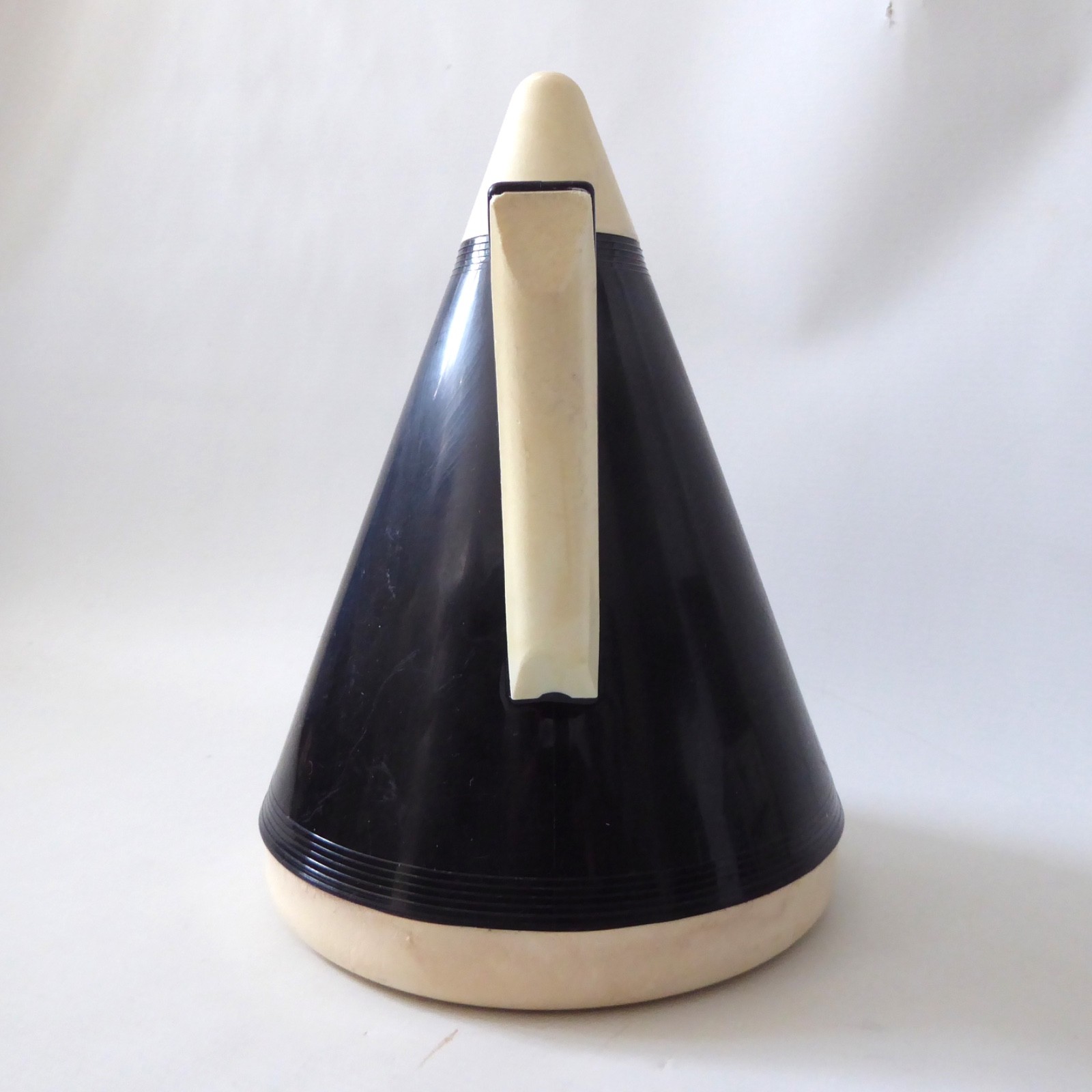 West German BMF conical vacuum jug flask. Vintage 1970s retro black white, cone - Image 5