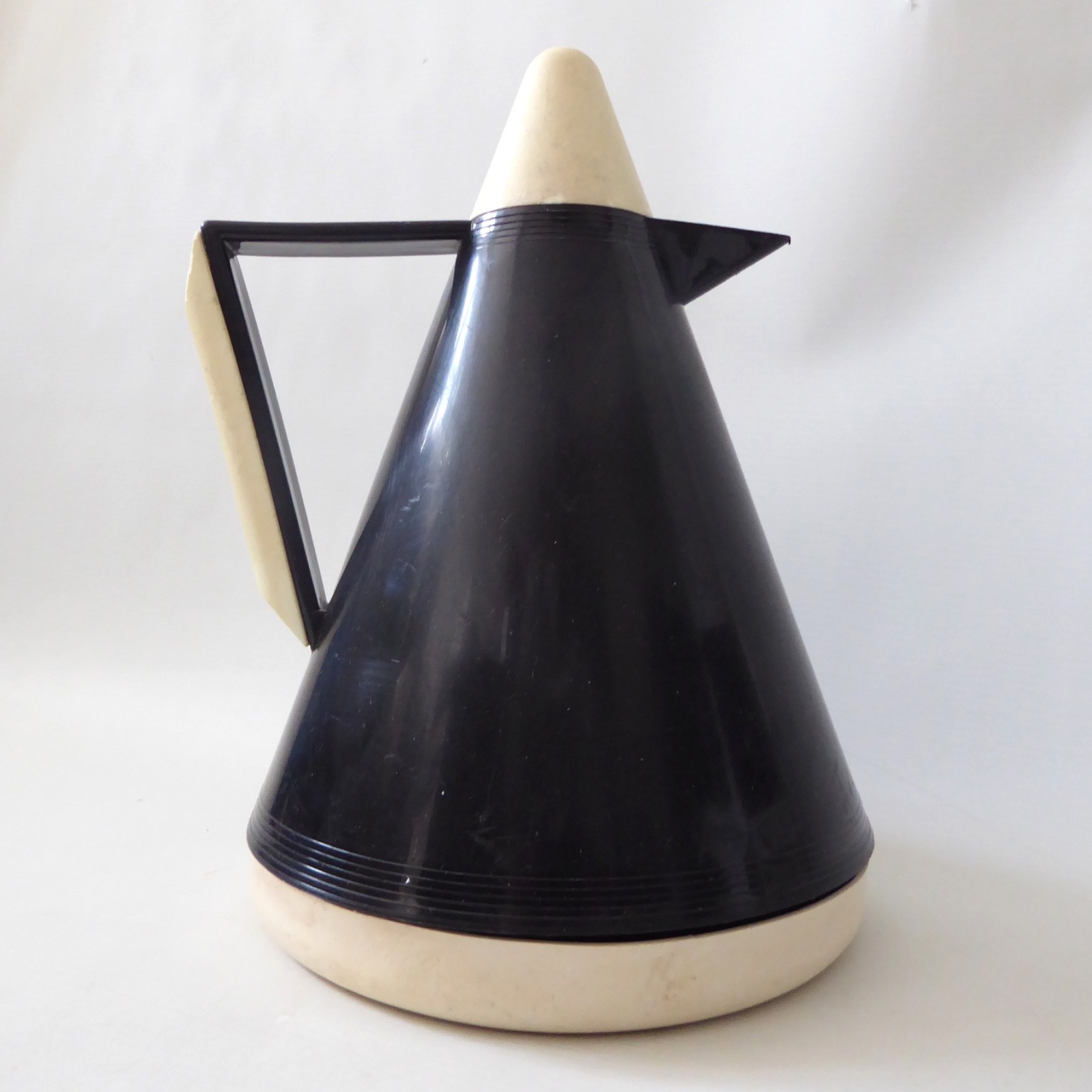West German BMF conical vacuum jug flask. Vintage 1970s retro black white, cone - Image 7