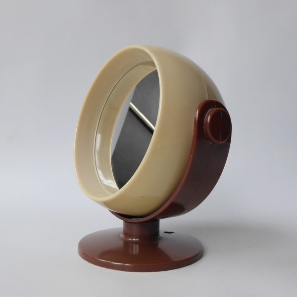 West German retro vanity mirror, makeup, dressing table. Brown 2 sided, vintage - Image 7