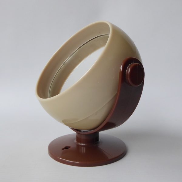West German retro vanity mirror, makeup, dressing table. Brown 2 sided, vintage - Image 8