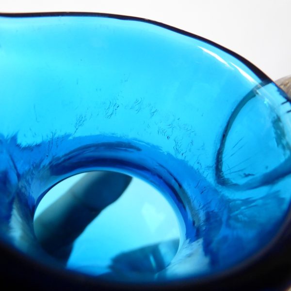 Whitefriars 9649 vintage art glass jug, kingfisher or blue, 1970s vintage 4" - Image 13