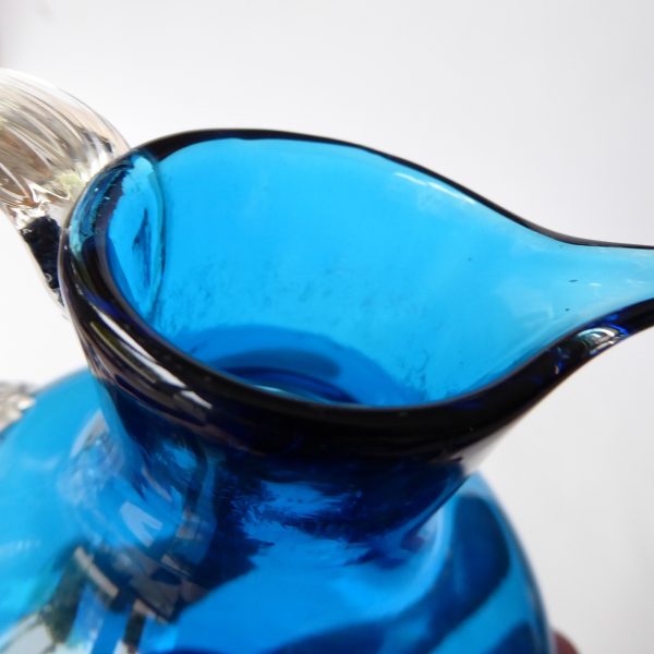 Whitefriars 9649 vintage art glass jug, kingfisher or blue, 1970s vintage 4" - Image 14