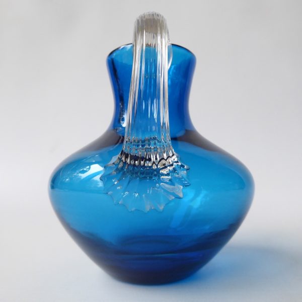Whitefriars 9649 vintage art glass jug, kingfisher or blue, 1970s vintage 4" - Image 4