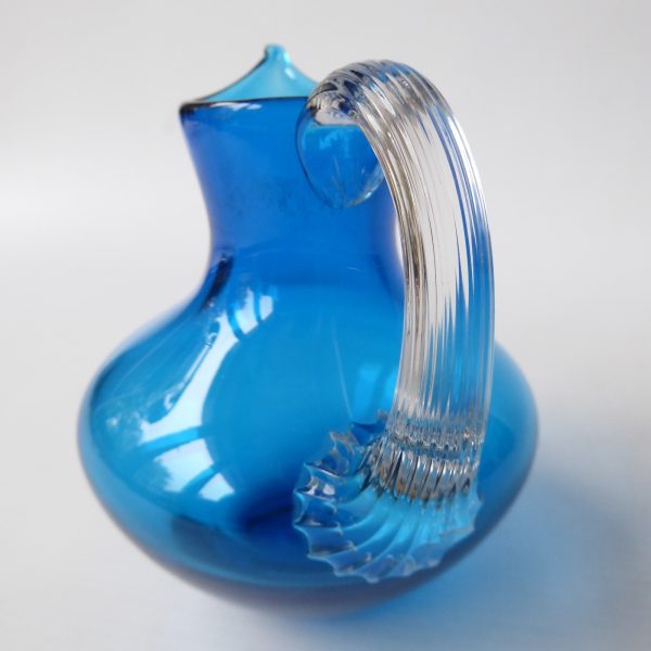 Whitefriars 9649 vintage art glass jug, kingfisher or blue, 1970s vintage 4" - Image 9