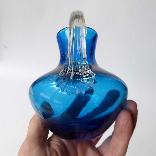 Whitefriars 9649 vintage art glass jug, kingfisher or blue, 1970s vintage 4" - Image 10