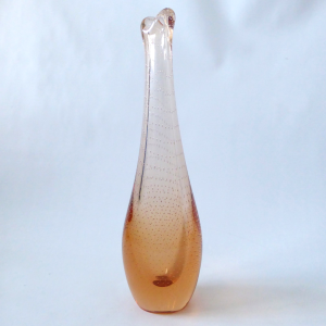 12" Kastrup Holmegaard Denmark vintage art glass bubble vase, Per Lutken, beak