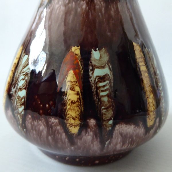 1950s Vintage West German Jasba 218/18 ceramic pottery jug vase, brown stripes - Image 6