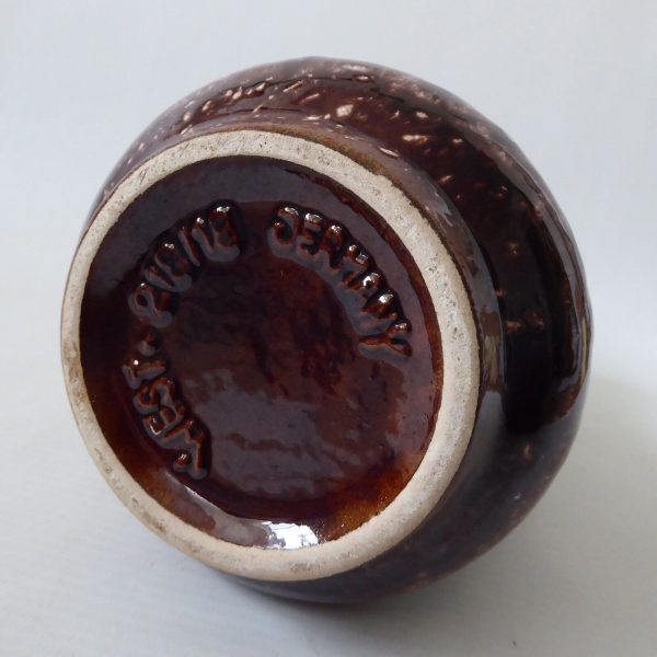 1950s Vintage West German Jasba 218/18 ceramic pottery jug vase, brown stripes - Image 8