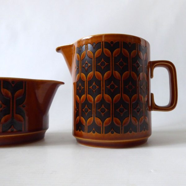2 Hornsea Heirloom brown vintage jugs, short & large. 70s John Clappison pottery - Image 5