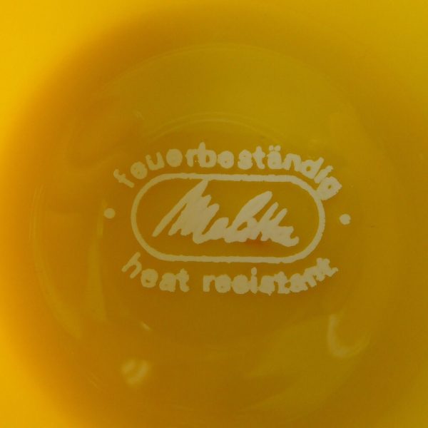 2x Melitta 1970s vintage glass coffee tea cups in holders, yellow retro. Pyrex - Image 9