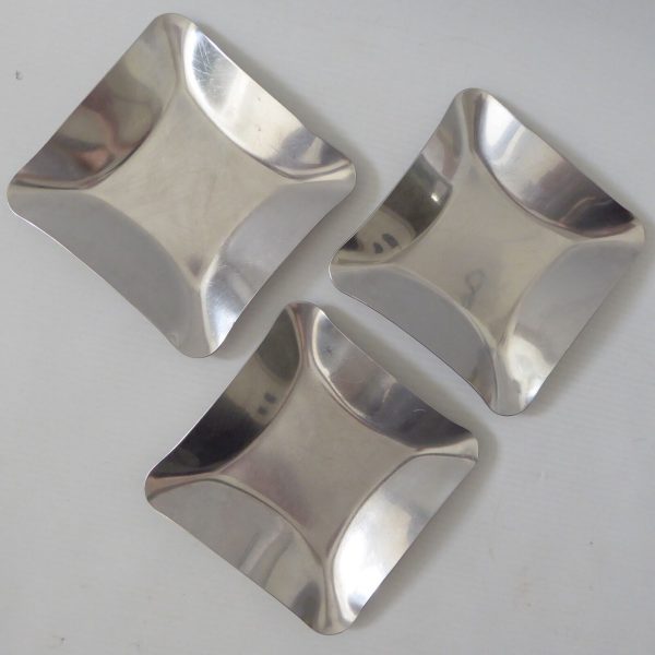 3 Danish Modernist Nord Steel 1960s stainless steel pin dish, jewellery, candle - Image 4