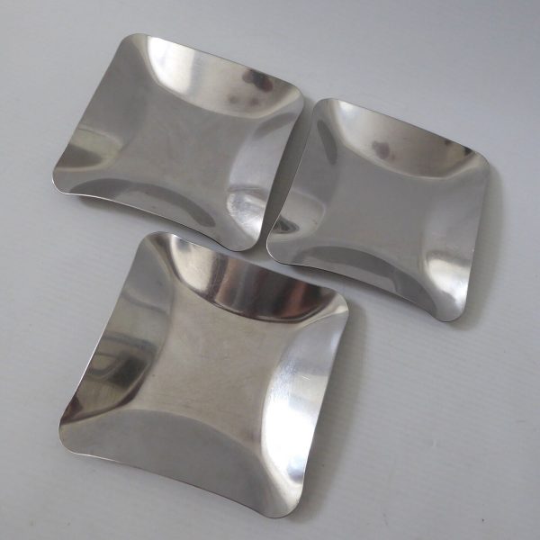 3 Danish Modernist Nord Steel 1960s stainless steel pin dish, jewellery, candle - Image 5