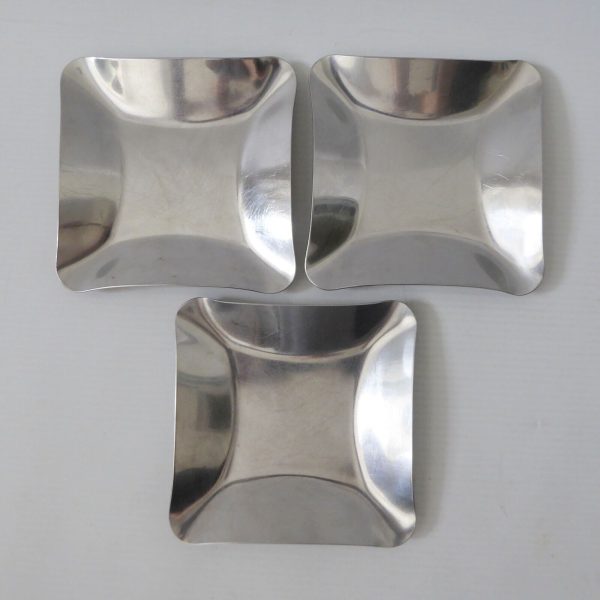3 Danish Modernist Nord Steel 1960s stainless steel pin dish, jewellery, candle - Image 6