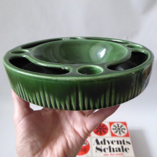 70s Jasba W. German pottery ceramic candle holder, Christmas advent bowl 3051-20 - Image 11