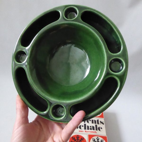 70s Jasba W. German pottery ceramic candle holder, Christmas advent bowl 3051-20 - Image 12