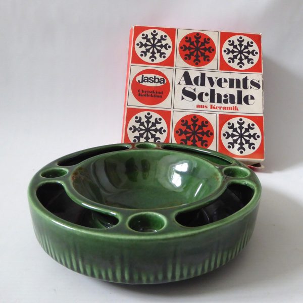 70s Jasba W. German pottery ceramic candle holder, Christmas advent bowl 3051-20 - Image 3