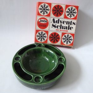 70s Jasba W. German pottery ceramic candle holder, Christmas advent bowl 3051-20