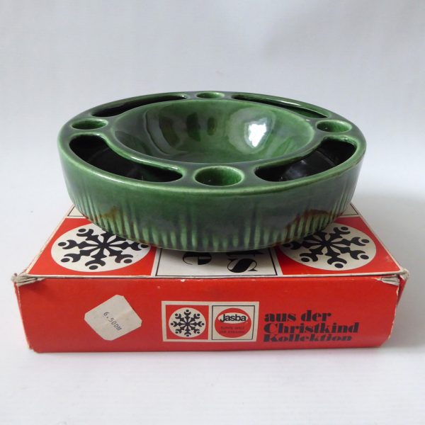 70s Jasba W. German pottery ceramic candle holder, Christmas advent bowl 3051-20 - Image 5