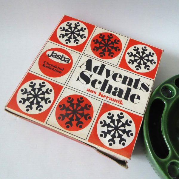 70s Jasba W. German pottery ceramic candle holder, Christmas advent bowl 3051-20 - Image 6