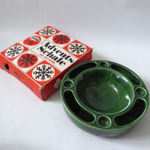 70s Jasba W. German pottery ceramic candle holder, Christmas advent bowl 3051-20 - Image 7