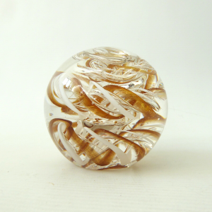 Art glass paperweight toffee & white clear swirl bubbles, poss. Langham Glass