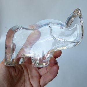 Bertil Vallien Kosta Boda rhino, art glass figurine. Zoo Series 1982 paperweight