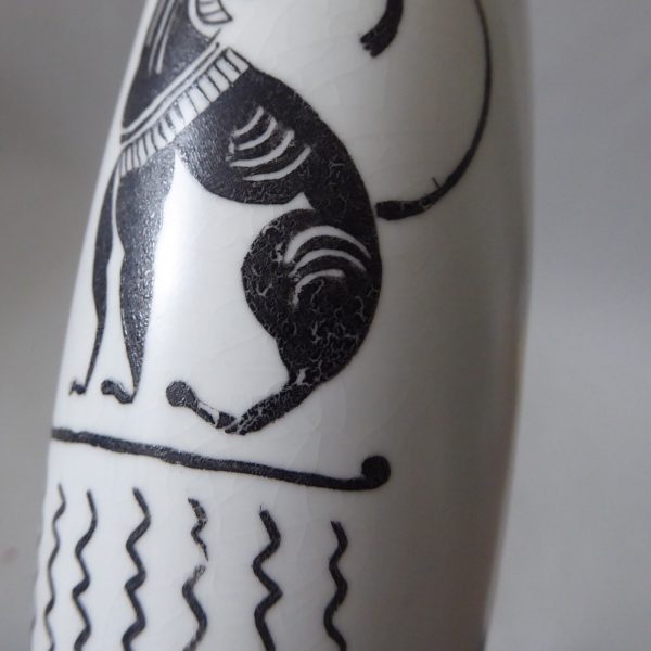 Burleigh Ware ceramic pottery art vase vintage 1950s mid century, Greek/Egyptian - Image 12