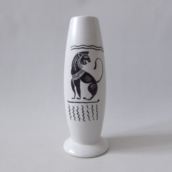 Burleigh Ware ceramic pottery art vase vintage 1950s mid century, Greek/Egyptian - Image 3