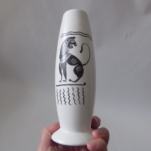 Burleigh Ware ceramic pottery art vase vintage 1950s mid century, Greek/Egyptian - Image 4