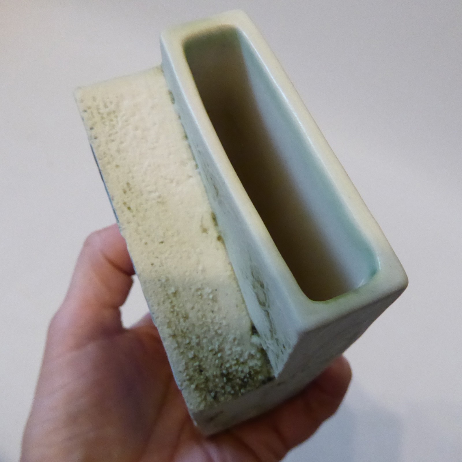 Carn Pottery ceramic angled block vase, John Beusmans. 1970s vintage retro, blue - Image 9
