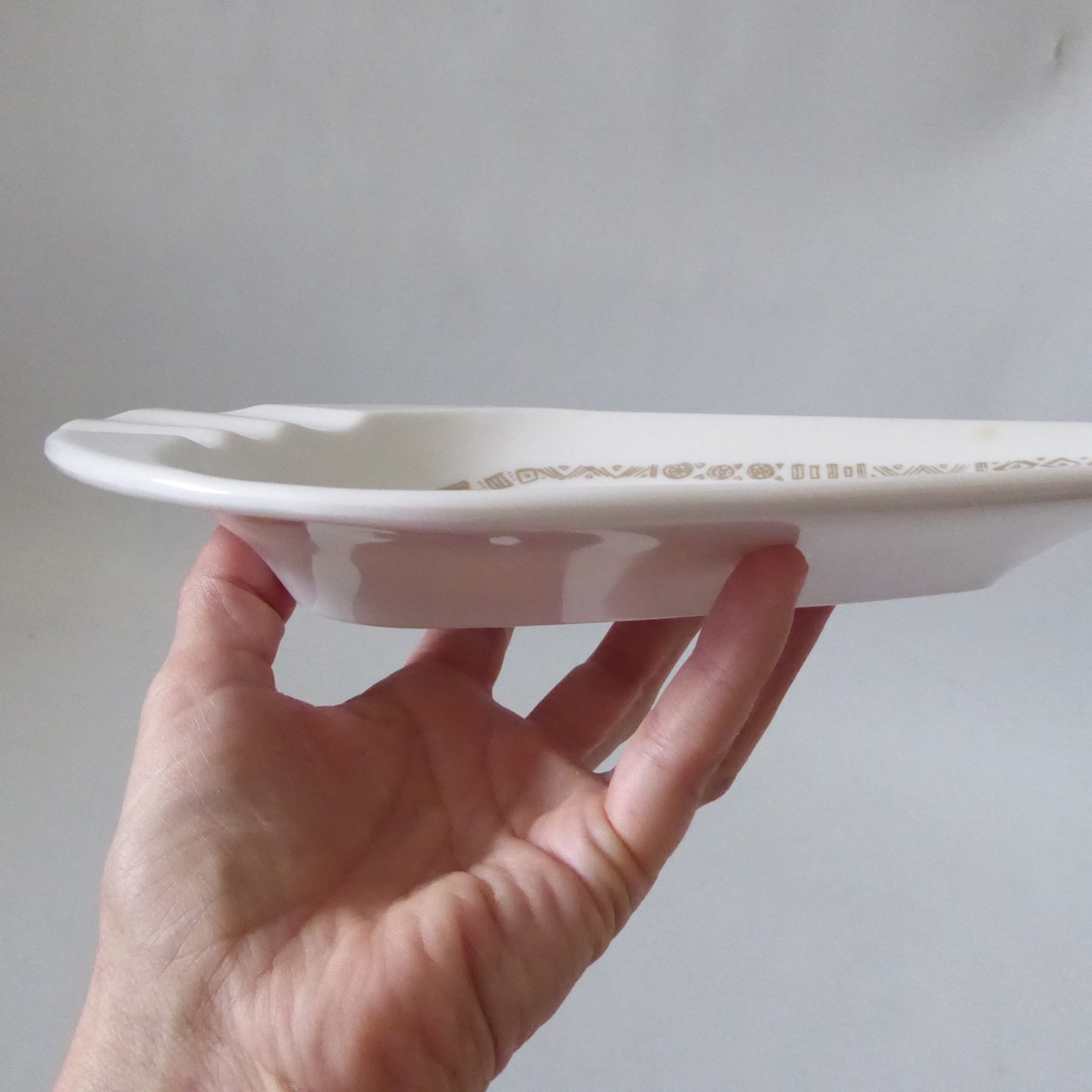Cyanamid Canada large vintage melamine ashtray bowl, asymmetric abstract retro - Image 16
