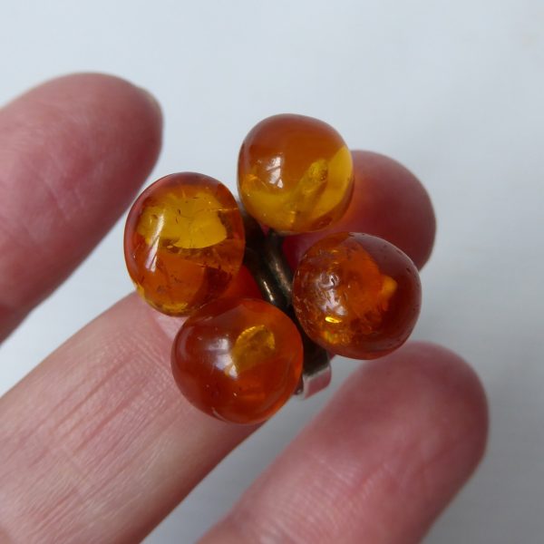 Danish 830 silver ring + 4 amber balls, Einer Fehrn EF, vintage 1960s MCM size K - Image 11