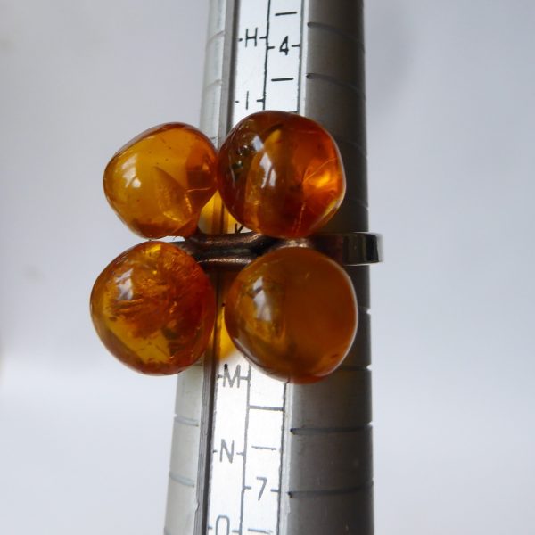 Danish 830 silver ring + 4 amber balls, Einer Fehrn EF, vintage 1960s MCM size K - Image 14