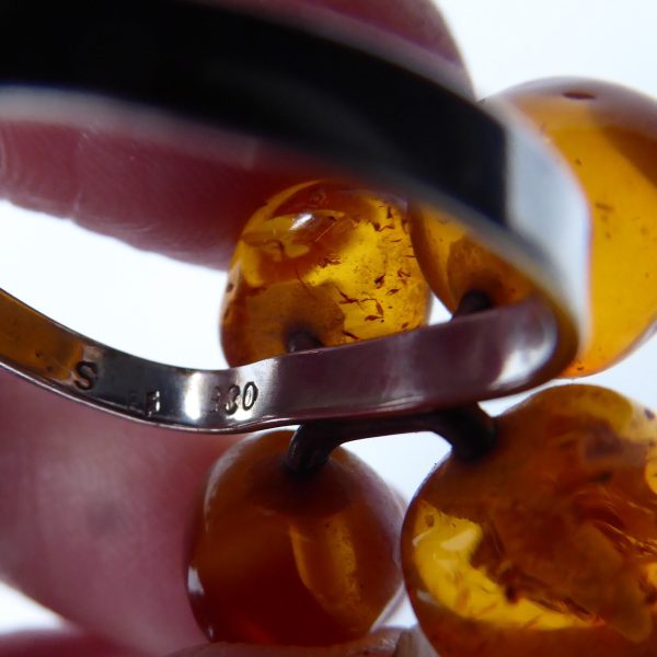 Danish 830 silver ring + 4 amber balls, Einer Fehrn EF, vintage 1960s MCM size K - Image 16
