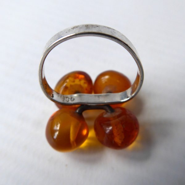 Danish 830 silver ring + 4 amber balls, Einer Fehrn EF, vintage 1960s MCM size K - Image 3