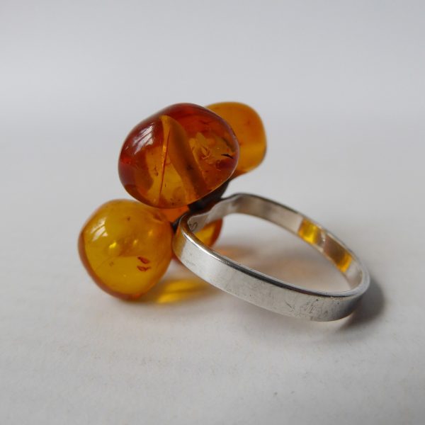 Danish 830 silver ring + 4 amber balls, Einer Fehrn EF, vintage 1960s MCM size K - Image 5