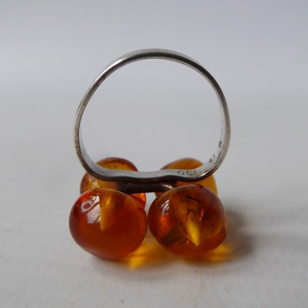 Danish 830 silver ring + 4 amber balls, Einer Fehrn EF, vintage 1960s MCM size K - Image 7