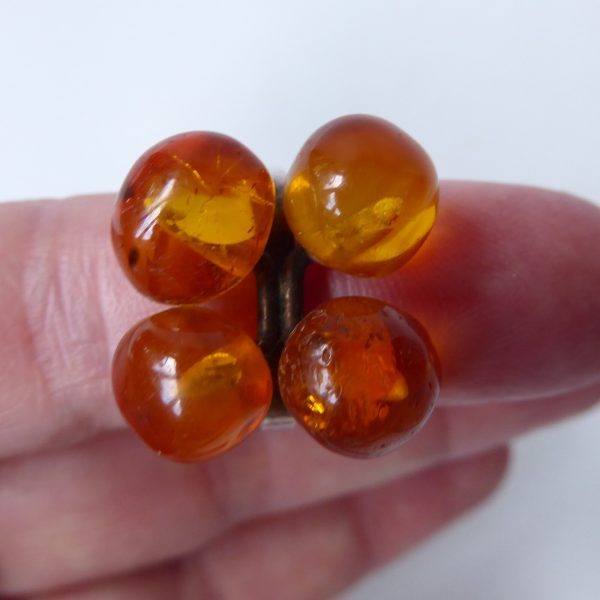 Danish 830 silver ring + 4 amber balls, Einer Fehrn EF, vintage 1960s MCM size K - Image 8