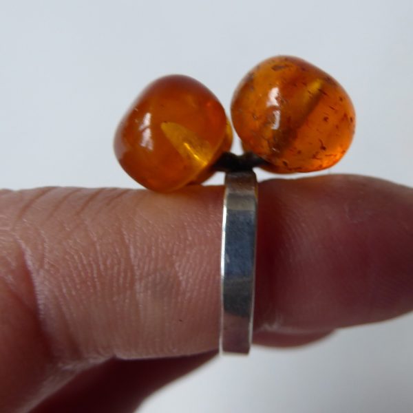 Danish 830 silver ring + 4 amber balls, Einer Fehrn EF, vintage 1960s MCM size K - Image 9