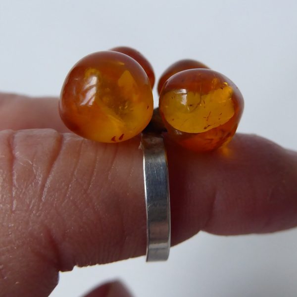Danish 830 silver ring + 4 amber balls, Einer Fehrn EF, vintage 1960s MCM size K - Image 10
