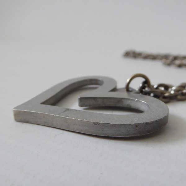 Danish vintage pewter heart pendant & necklace 24", signed JJ Jorgen Jensen 117 - Image 9