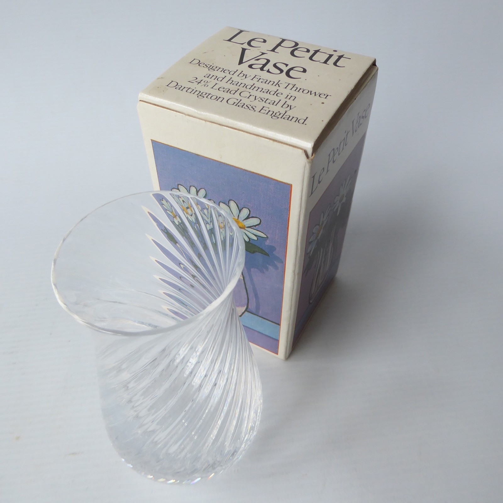Dartington glass FT235 Frank Thrower Le Petit little Vase. Ripple, box, crystal - Image 5