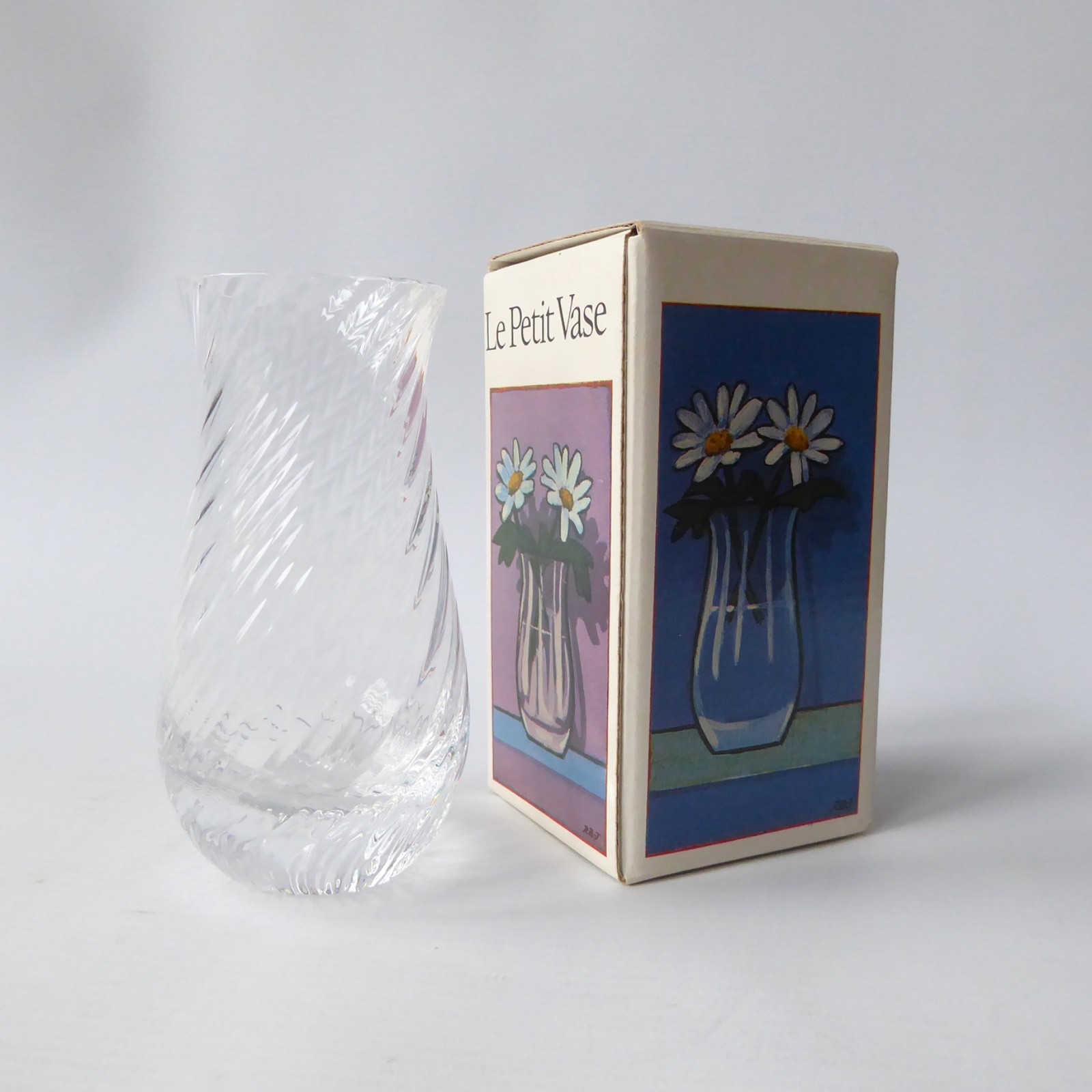 Dartington glass FT235 Frank Thrower Le Petit little Vase. Ripple, box, crystal