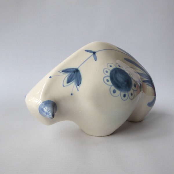 David Sharp Rye pottery bull bison figure 1970s mid century modernist retro blue - Image 13