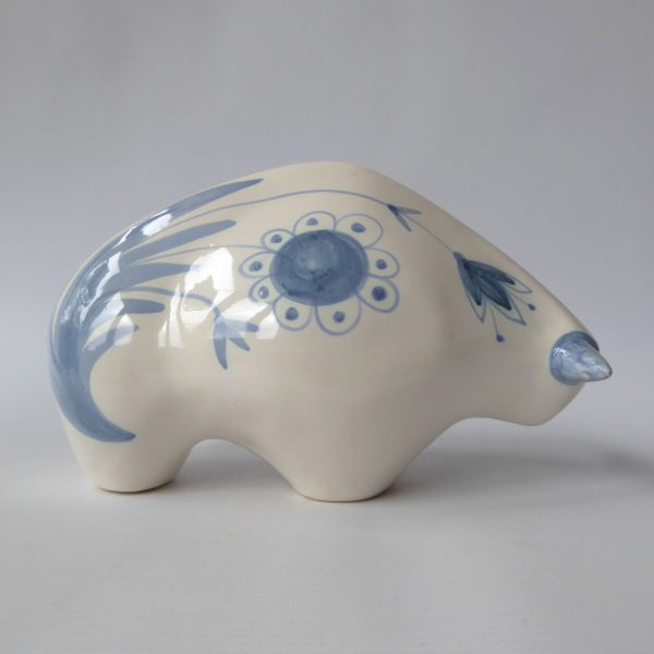 David Sharp Rye pottery bull bison figure 1970s mid century modernist retro blue - Image 8